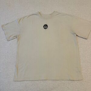 PRIME ESSENTIALS Mens Graphic T Shirt Lips Mouth Print Short Sleeve Tan Medium